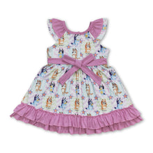 Load image into Gallery viewer, Short sleeves pink ruffle dog kids girls dresses