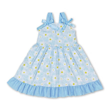 Load image into Gallery viewer, Light blue daisy baby girls spring summer dresses