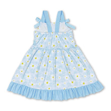 Load image into Gallery viewer, Light blue daisy baby girls spring summer dresses