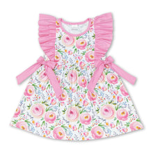 Load image into Gallery viewer, Pink ruffle sleeves floral kids girls spring dress