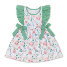 Load image into Gallery viewer, Mint ruffle sleeves floral kids girls spring dress