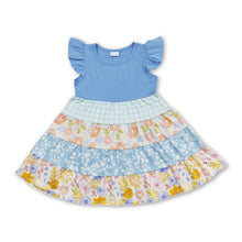 Load image into Gallery viewer, Flutter sleeves blue floral patchwork baby girls spring dress
