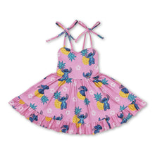 Load image into Gallery viewer, Straps hot pink koala pineapple kids girls summer dress