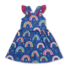 Load image into Gallery viewer, Flutter sleeves rainbow baby girls summer dress