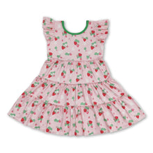 Load image into Gallery viewer, Flutter sleeves strawberry patchwork kids girls dresses