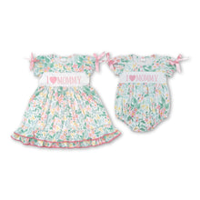 Load image into Gallery viewer, Short sleeves floral I love mommy girls mother's day dress