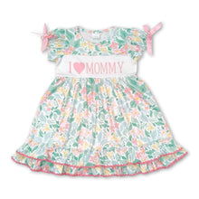 Load image into Gallery viewer, Short sleeves floral I love mommy girls mother's day dress
