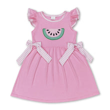 Load image into Gallery viewer, Pink flutter sleeves watermelon girls summer dresses