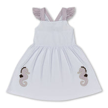 Load image into Gallery viewer, Stripe flutter sleeves seahorse baby girls summer dress