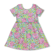 Load image into Gallery viewer, Short sleeves watercolor turtle girls summer dress