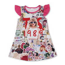 Load image into Gallery viewer, Hot pink flutter sleeves sunglasses singer girls dresses