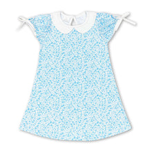 Load image into Gallery viewer, Short sleeves blue floral baby girls spring summer dress