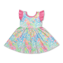 Load image into Gallery viewer, Flutter sleeves watercolor fish seaweed girls summer dress