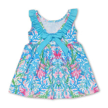 Load image into Gallery viewer, Sleeveless light blue watercolor girls summer dress