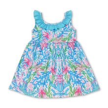 Load image into Gallery viewer, Sleeveless light blue watercolor girls summer dress