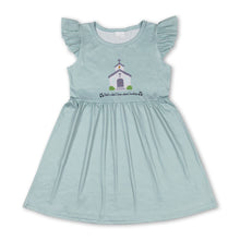 Load image into Gallery viewer, Flutter sleeves church cross kids girls dresses