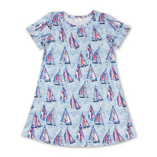 Load image into Gallery viewer, Short sleeves boat kids girls summer dress