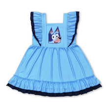Load image into Gallery viewer, Flutter sleeves blue dog ruffle girls dresses