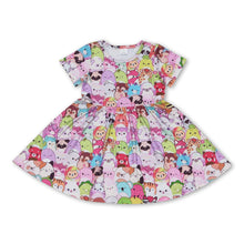 Load image into Gallery viewer, Short sleeves animals kids girls summer dresses