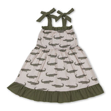 Load image into Gallery viewer, Straps crocodile ruffle girls summer dresses