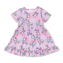Load image into Gallery viewer, Short sleeves roller skates print kids girls dresses