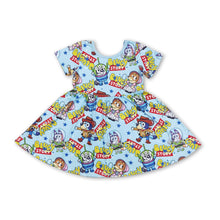 Load image into Gallery viewer, Short sleeves blue dog toy kids girls summer dress