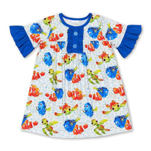 Load image into Gallery viewer, Short sleeves fish kids girls night gown