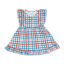 Load image into Gallery viewer, Flutter sleeves plaid kids girls fall dresses