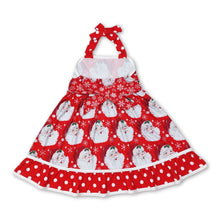 Load image into Gallery viewer, Santa snowflake ruffle baby girls Christmas halter dresses