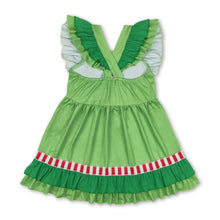 Load image into Gallery viewer, Flutter sleeves heart green face baby girls Christmas dresses