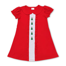 Load image into Gallery viewer, Red short sleeves Christmas tree kids girls dresses