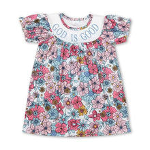 Load image into Gallery viewer, God is good short sleeves floral baby girls dresses