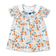 Load image into Gallery viewer, Jesus love me short sleeves floral baby girls dresses