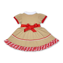 Load image into Gallery viewer, Short sleeves gingerbread ruffle kids girls Christmas dress