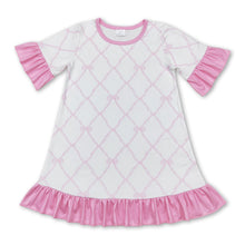 Load image into Gallery viewer, Short sleeves pink bow ruffle kids girls nightgown