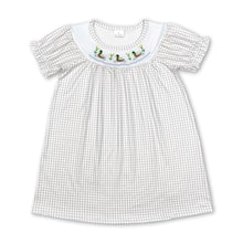 Load image into Gallery viewer, Short sleeves khaki plaid duck kids girls dresses