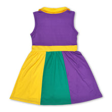 Load image into Gallery viewer, Yellow purple green girls mardi gras athletic polo dress