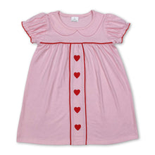 Load image into Gallery viewer, Short sleeves pink heart kids girls valentine's dress