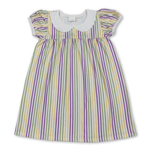 Load image into Gallery viewer, Yellow green purple stripe girls Mardi Gras dresses
