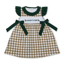 Load image into Gallery viewer, Green ruffle daddy's duck plaid baby girls dresses