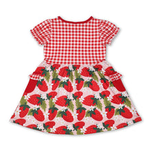 Load image into Gallery viewer, Red plaid short sleeves strawberry baby girls dresses