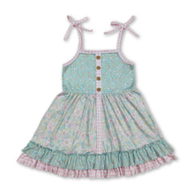 Load image into Gallery viewer, Straps mint floral ruffle baby girls summer dresses