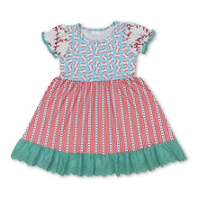 Load image into Gallery viewer, Short sleeves baseball ruffle kids girls dresses