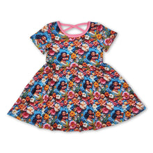 Load image into Gallery viewer, Blue short sleeves floral princess baby girls dresses