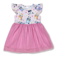 Load image into Gallery viewer, Flutter sleeves pink dog floral kids girls tulle dresses