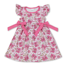 Load image into Gallery viewer, Flutter sleeves floral pencil bow girls back to school dress