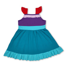 Load image into Gallery viewer, Red green purple flutter sleeves ruffle princess girls dress