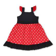 Load image into Gallery viewer, Red polka dots mouse flutter sleeves ruffle baby girls dress