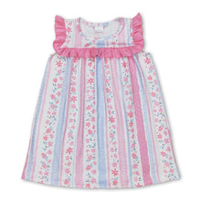 Load image into Gallery viewer, Pink ruffle floral stripe baby girls spring summer dress