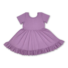 Load image into Gallery viewer, Lavender short sleeves ruffle summer girls dresses